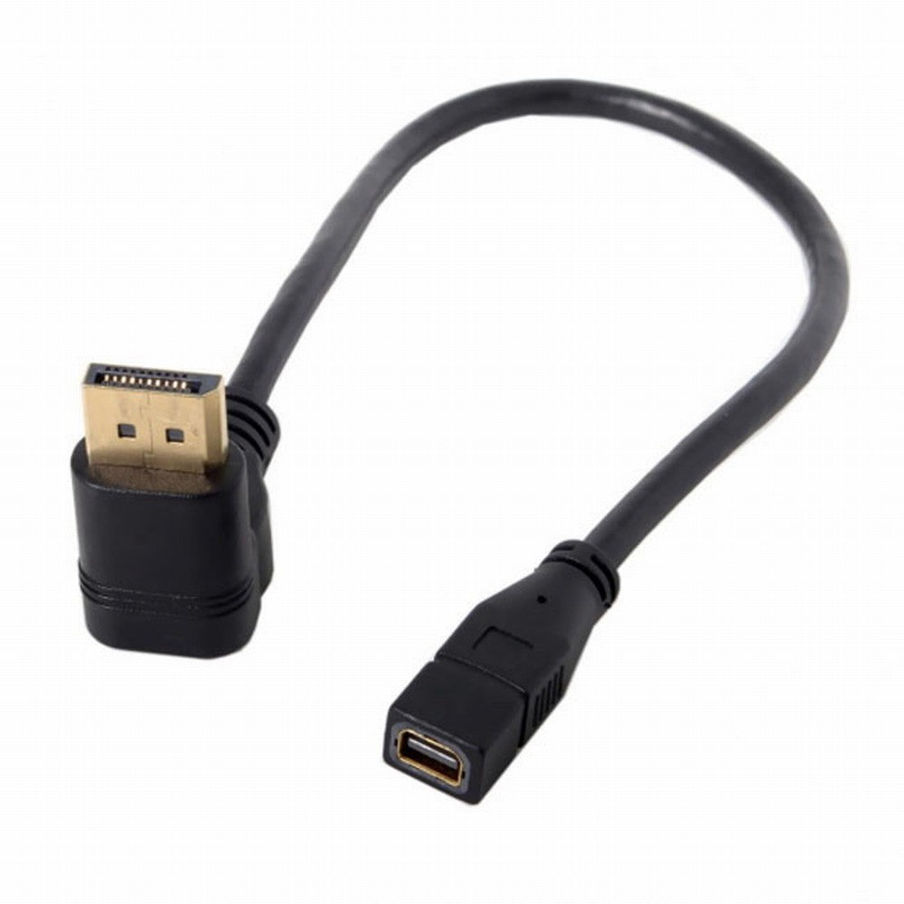Up Angled DP DisplayPort 90 Degree to Mini DP DisplayPort Female Cable for Displays Monitors DP-048-UP