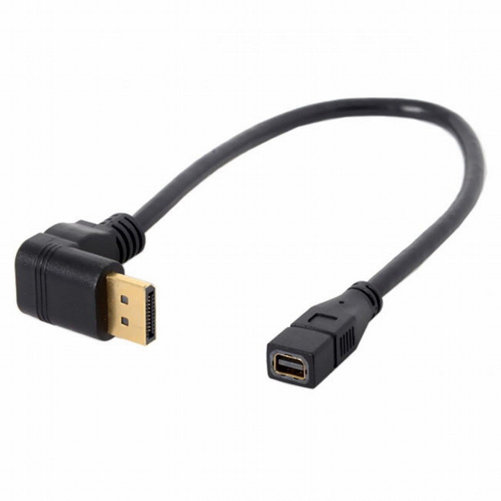 Down Angled DP DisplayPort 90 Degree to Mini DP DisplayPort Female Cable for Displays Monitors DP-048-DN