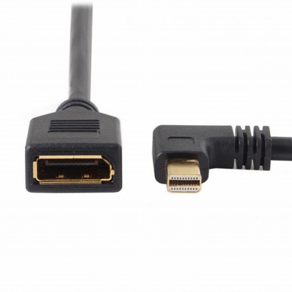 Left Angled Mini DP DisplayPort 90 Degree to DisplayPort Female Cable for Displays Monitors DP-013-LE