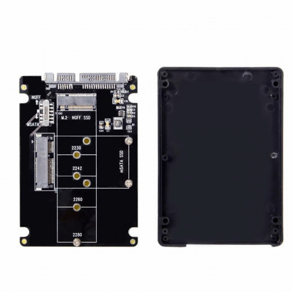 Combo M.2 NGFF B-key mSATA SSD to SATA 3.0 Adapter Converter Case Enclosure with Switch SA-011