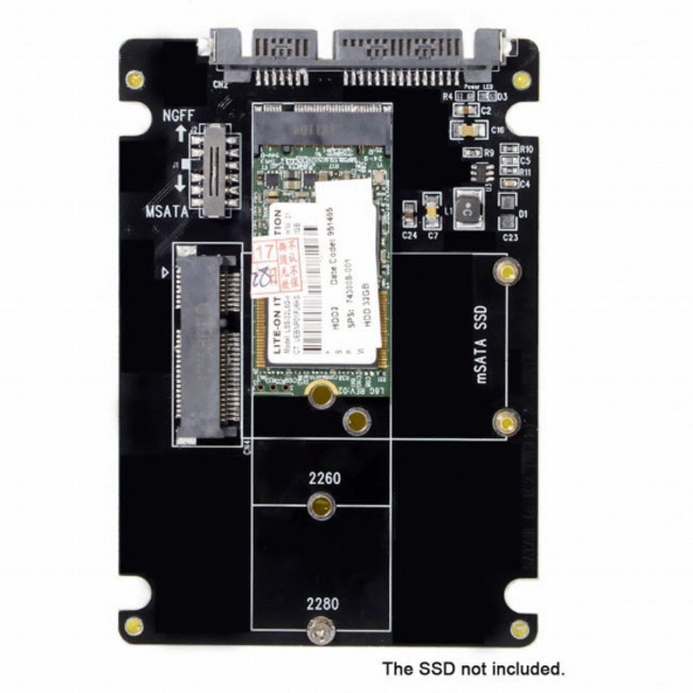Combo M.2 NGFF B-key mSATA SSD to SATA 3.0 Adapter Converter Case Enclosure with Switch SA-011