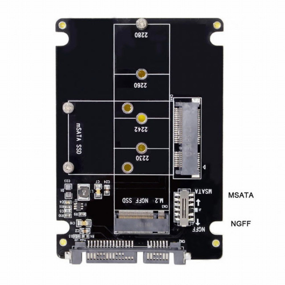 Combo M.2 NGFF B-key mSATA SSD to SATA 3.0 Adapter Converter Case Enclosure with Switch SA-011