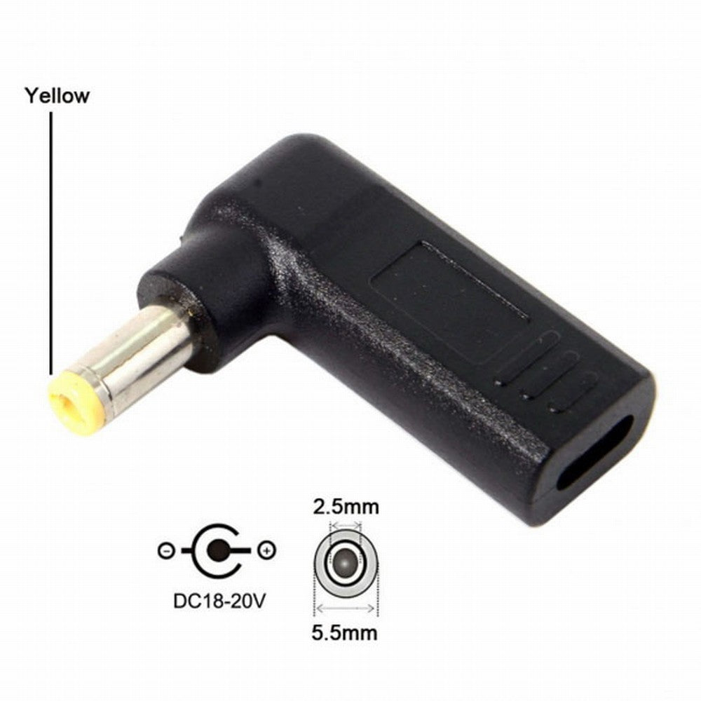 USB 3.1 Type C USB-C to DC 20V 5.5 2.5mm Adapter PD Emulator Trigger 90 Degree Angled UC-112-5525MM