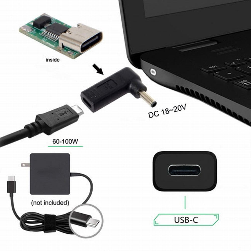 USB 3.1 Type C USB-C to DC 4.5*3.0mm Dell Adapter PD Emulator Trigger 90 Degree Angled UC-112-4530DE
