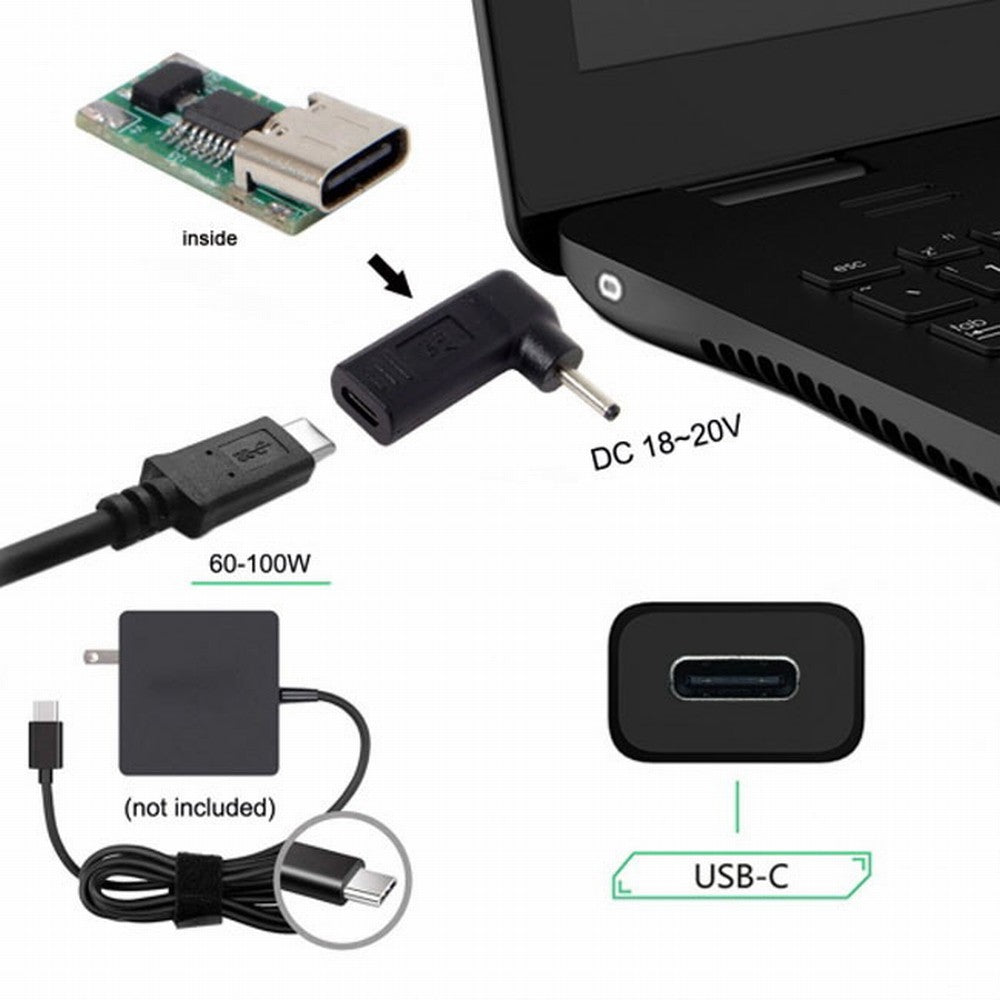 USB 3.1 Type C USB-C to DC 20V 3.0*1.1mm Adapter PD Emulator Trigger 90 Degree Angled UC-112-3011MM