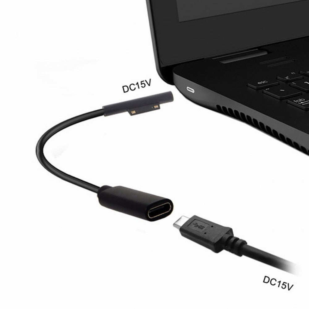DC 15V Type-C USB-C Female to Surface Pro3 Pro4 Pro5 Pro6 Book Pro Charge Cable UC-109-SURFA3