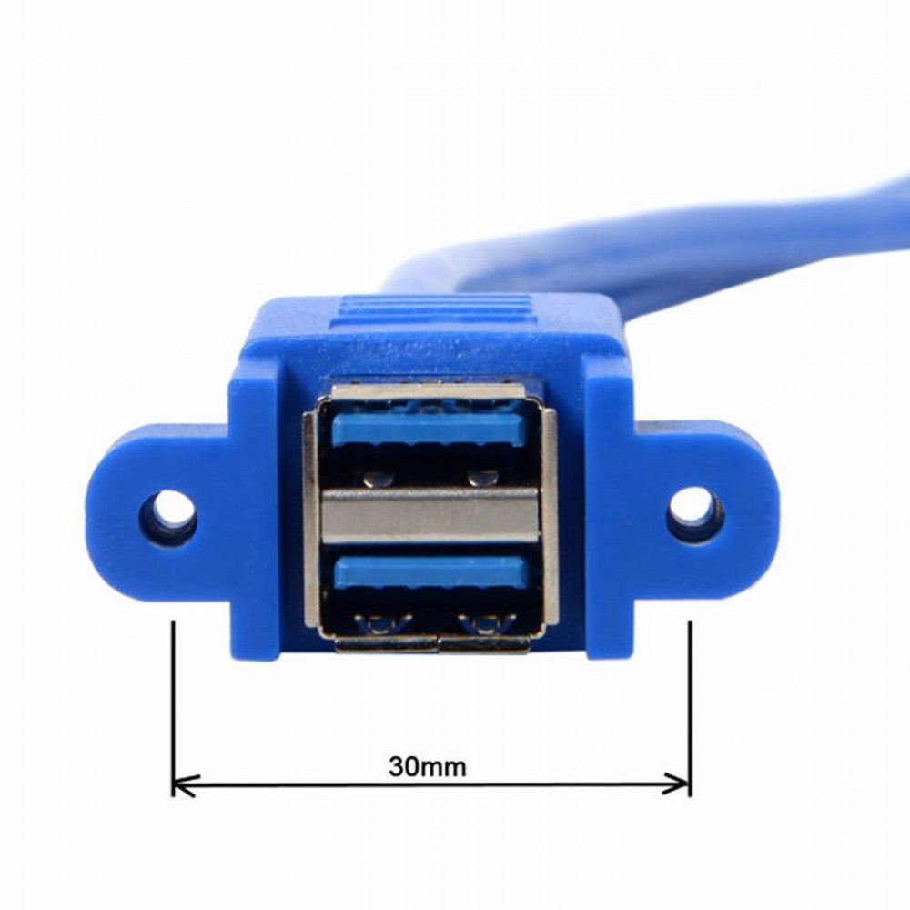 Stackable USB 3.0 Female Panel Type to Motherboard 20Pin Header Cable Dual Ports 50cm U3-021