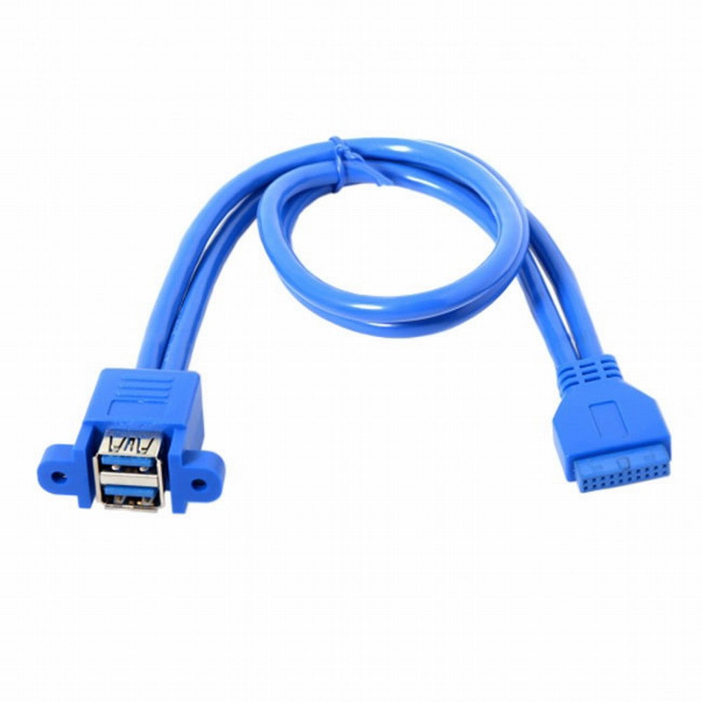 Stackable USB 3.0 Female Panel Type to Motherboard 20Pin Header Cable Dual Ports 50cm U3-021