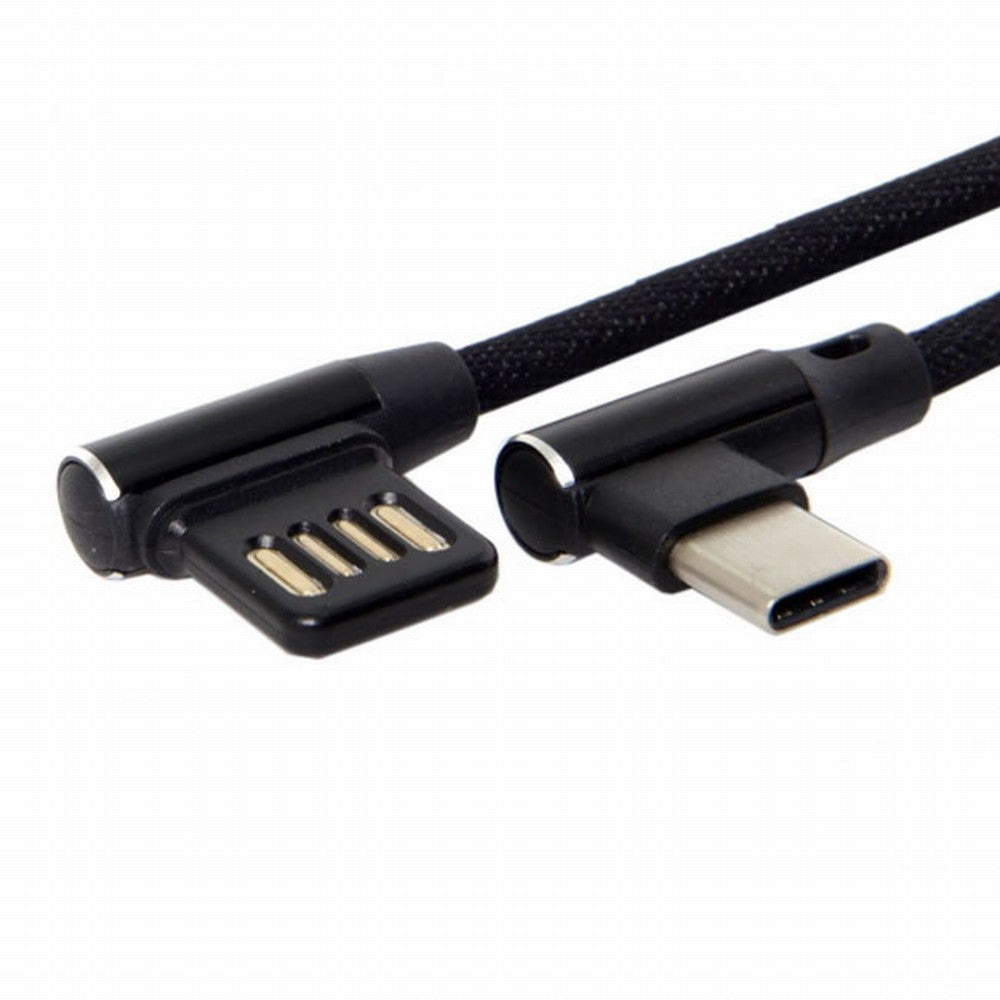 USB-C 3.1 Type-C to Left Right Angled 90 Degree USB 2.0 Data Cable with Sleeve for Tablet Phone 15cm UC-114