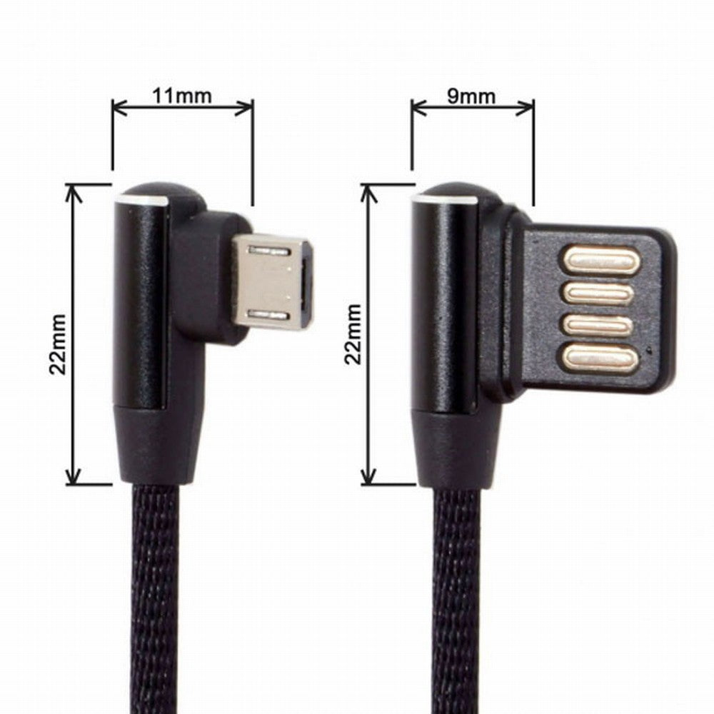 Micro USB 5Pin to Left Right Angled 90 Degree USB 2.0 Data Cable with Sleeve for Tablet Phone 15cm U2-114