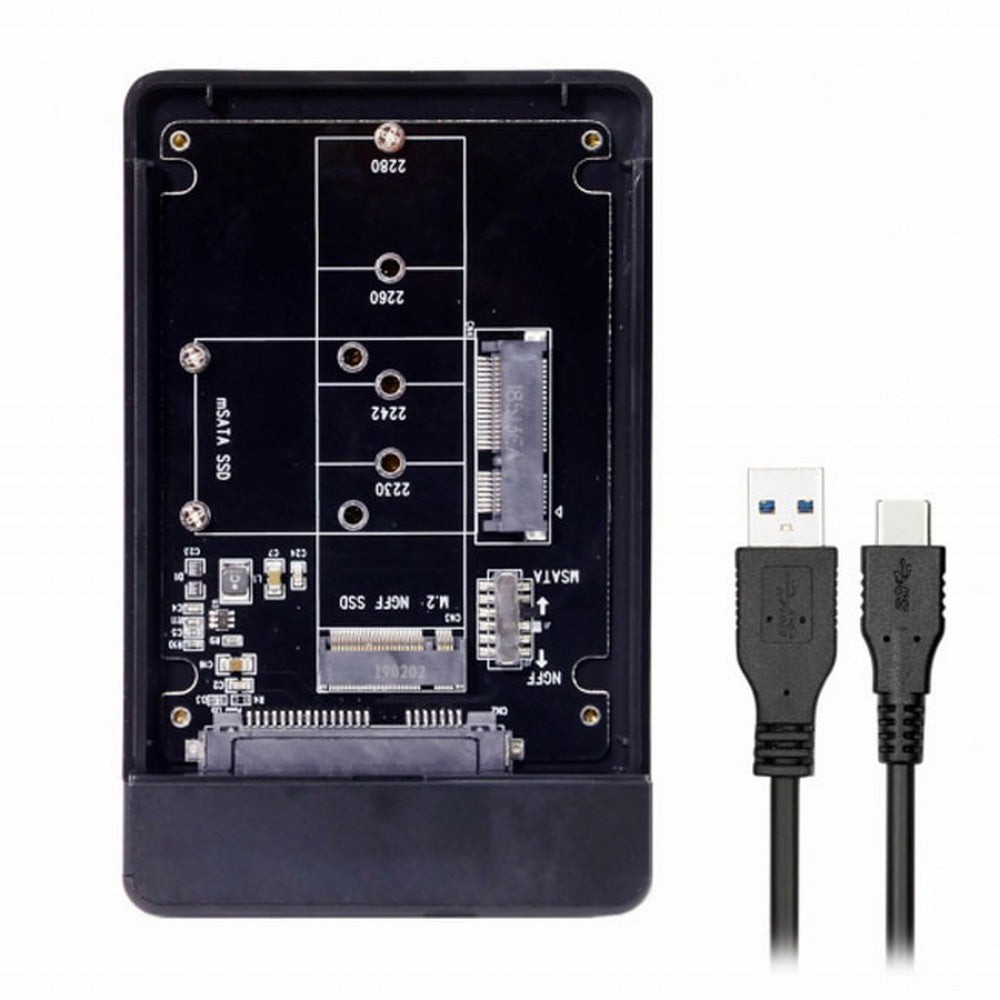Combo M.2 NGFF B-key mSATA SSD to USB Type-C Converter Case Enclosure with Switch UC-209