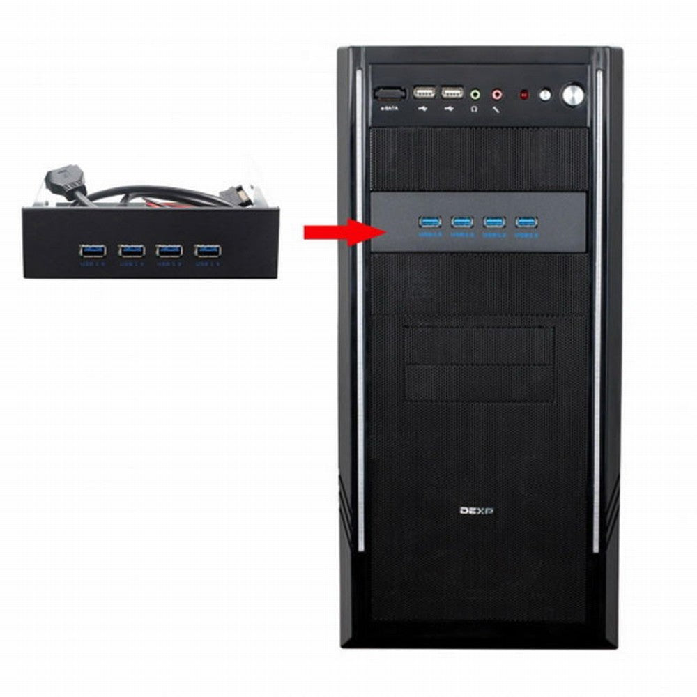 USB 3.0 HUB 4 Ports Front Panel to Motherboard 20Pin Connector Cable for 5.25" CD-ROM Bay U3-100