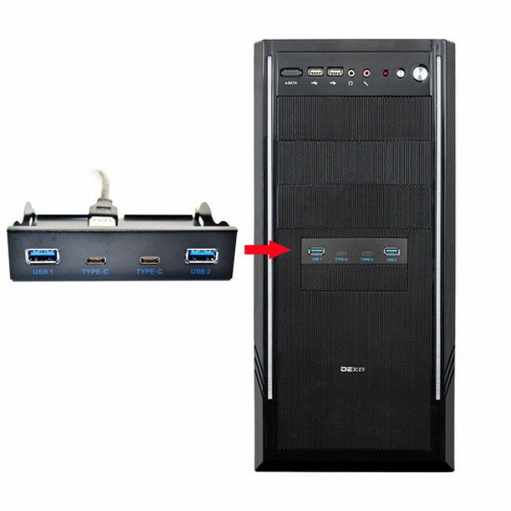USB-C USB 3.0 HUB 4 Ports Front Panel to Motherboard 20Pin Connector Cable for 3.5" Floppy Bay UC-119