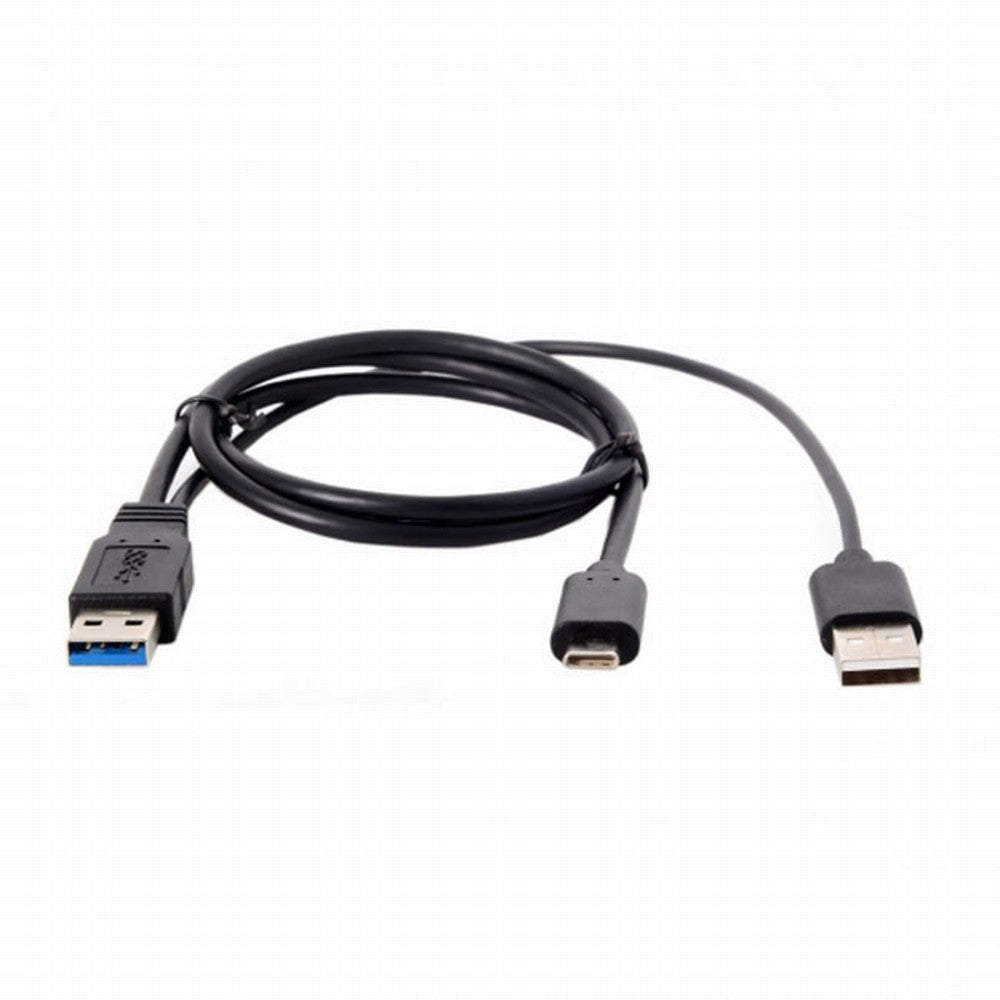 Type-C USB-C to USB 3.0 Male USB 2.0 Dual Power Data Y Cable for Laptop Hard Disk UC-125