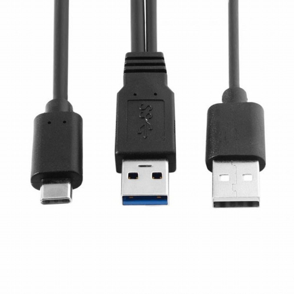 Type-C USB-C to USB 3.0 Male USB 2.0 Dual Power Data Y Cable for Laptop Hard Disk UC-125