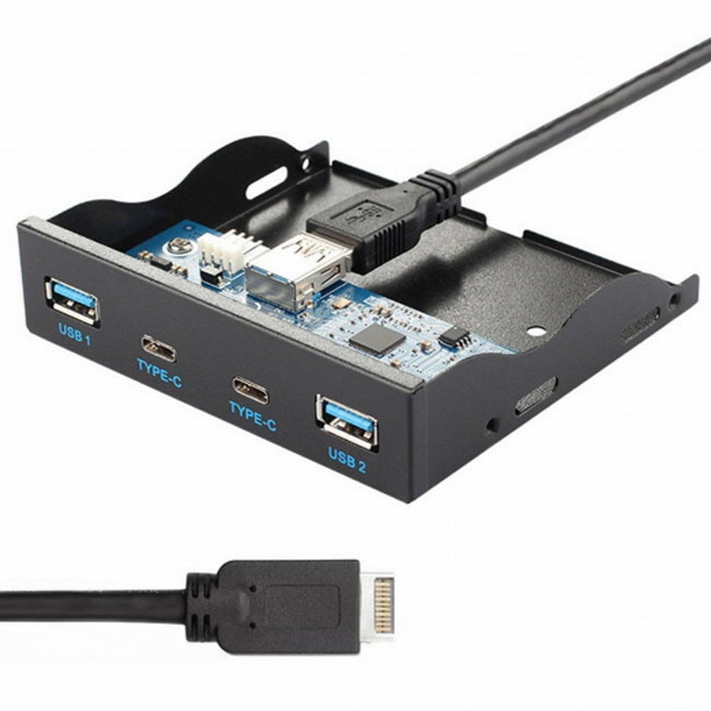 USB 3.1 Front Panel Header to USB-C USB 3.0 HUB 4 Ports Front Panel Motherboard Cable for 3.5" Floppy Bay UC-126