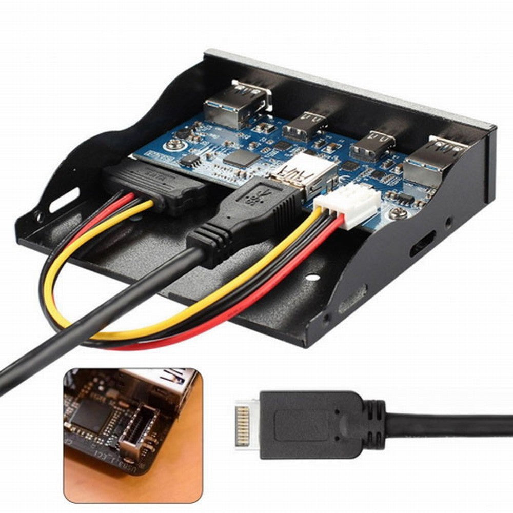 USB 3.1 Front Panel Header to USB-C USB 3.0 HUB 4 Ports Front Panel Motherboard Cable for 3.5" Floppy Bay UC-126