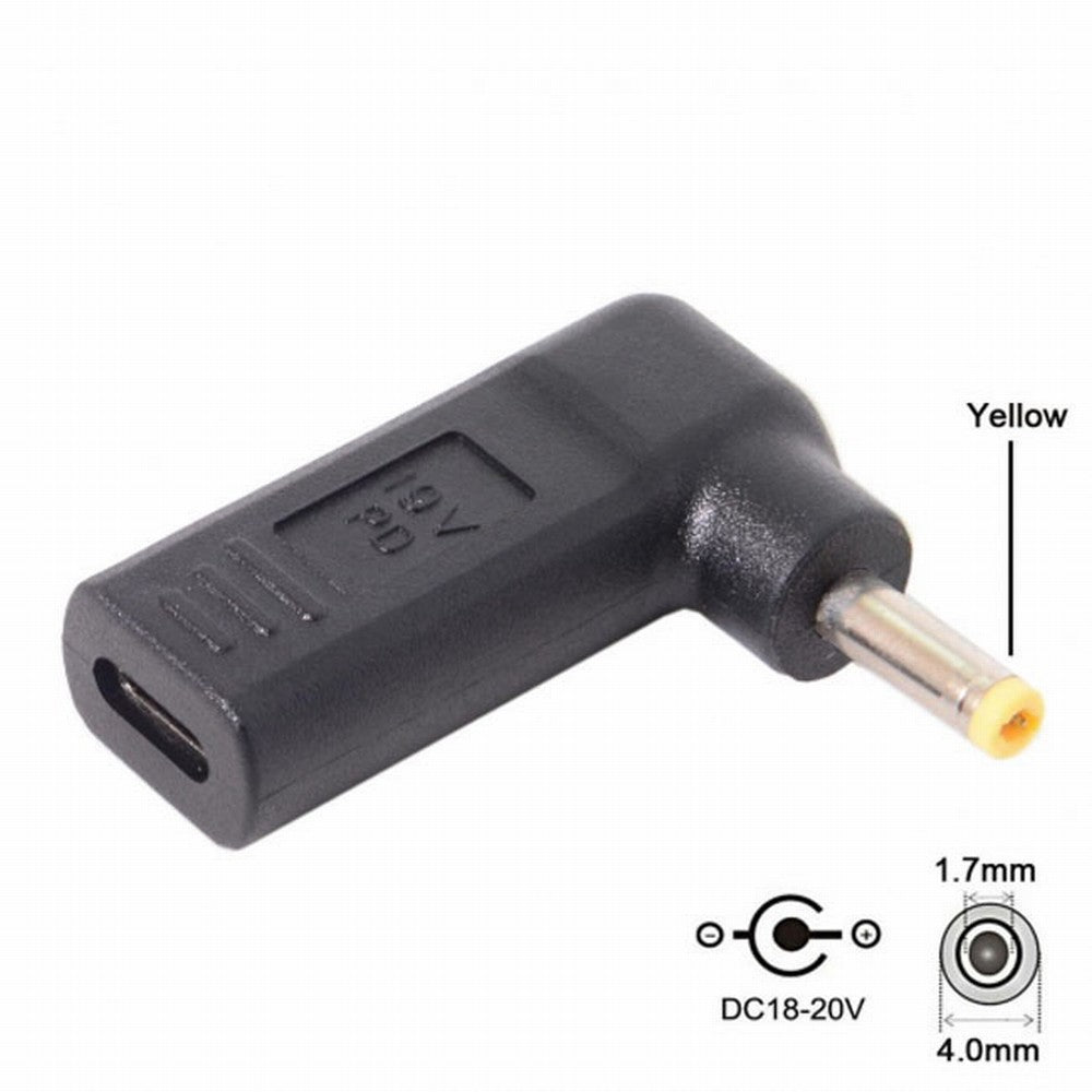 USB 3.1 Type C USB-C to DC 19V 4.0*1.7mm Adapter PD Emulator Trigger 90 Degree Angled UC-112-4017MM
