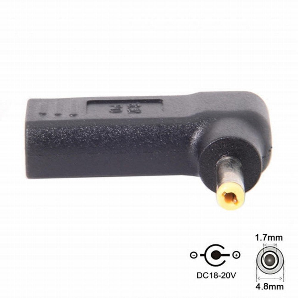 USB 3.1 Type C USB-C to DC 19V 4.8*1.7mm Adapter PD Emulator Trigger 90 Degree Angled Yellow UC-112-4817MM