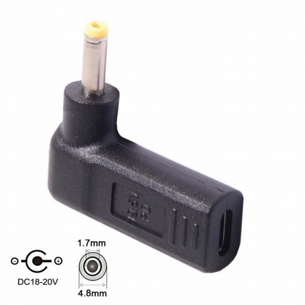 USB 3.1 Type C USB-C to DC 19V 4.8*1.7mm Adapter PD Emulator Trigger 90 Degree Angled Yellow UC-112-4817MM