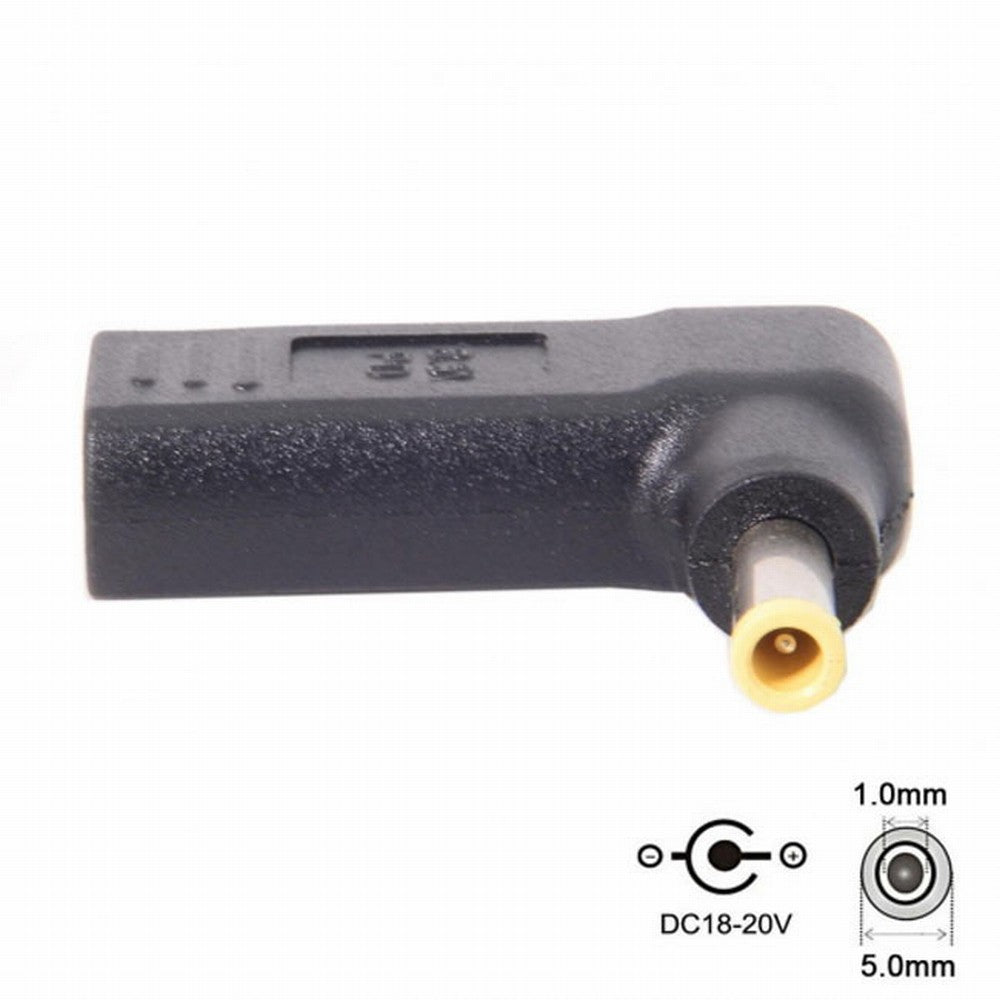 USB 3.1 Type C USB-C to DC 19V 5.0*1.0mm Adapter PD Emulator Trigger 90 Degree Angled Yellow UC-112-5010MM