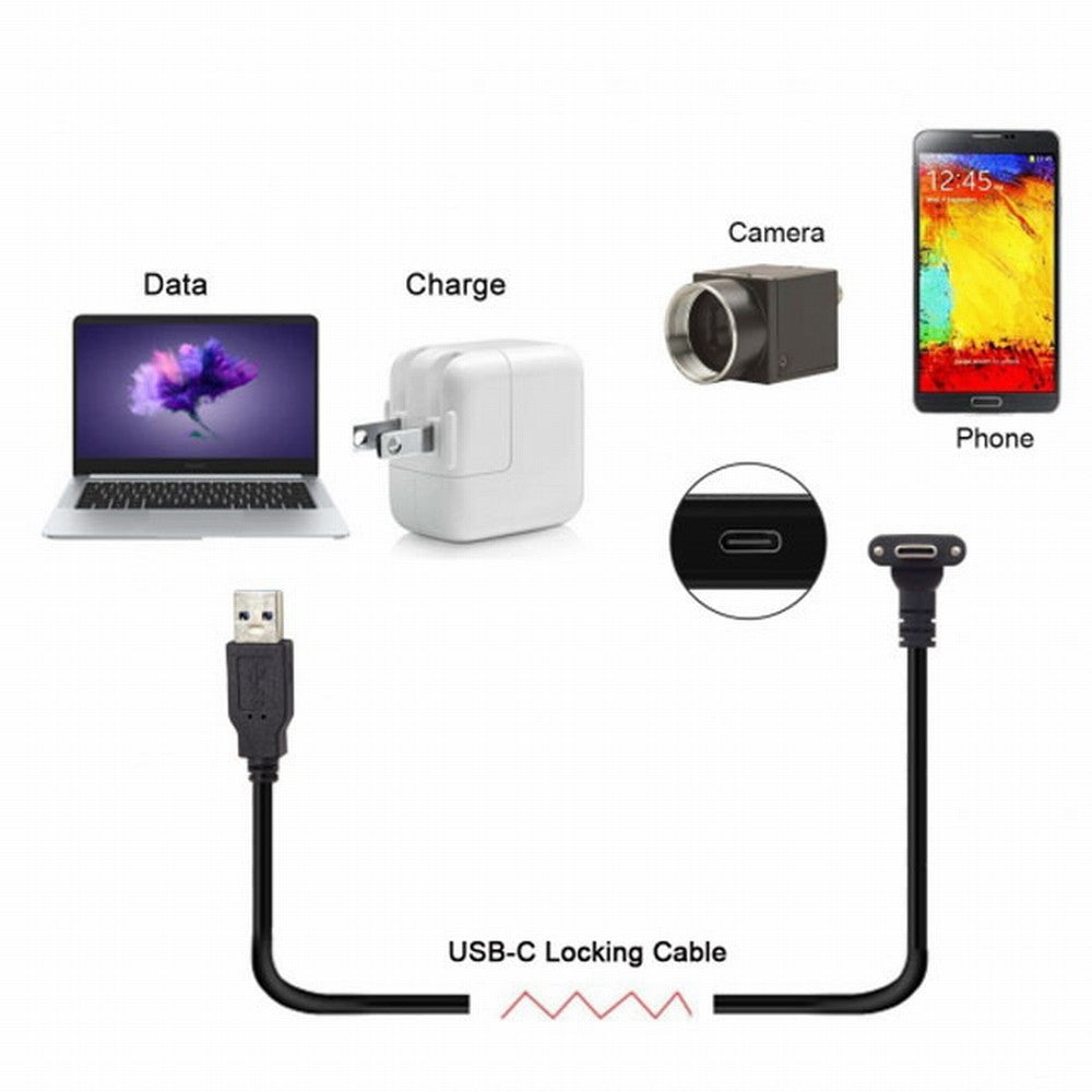 Down Up Angled USB 3.1 Type-C Dual Screw Locking to Standard USB3.0 Data Cable 90 Degree for Camera CC-UC-128
