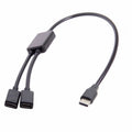 Type-C to Dual Ports USB-C Female Hub Cable For Laptop PC Mouse Flash Disk UC-127