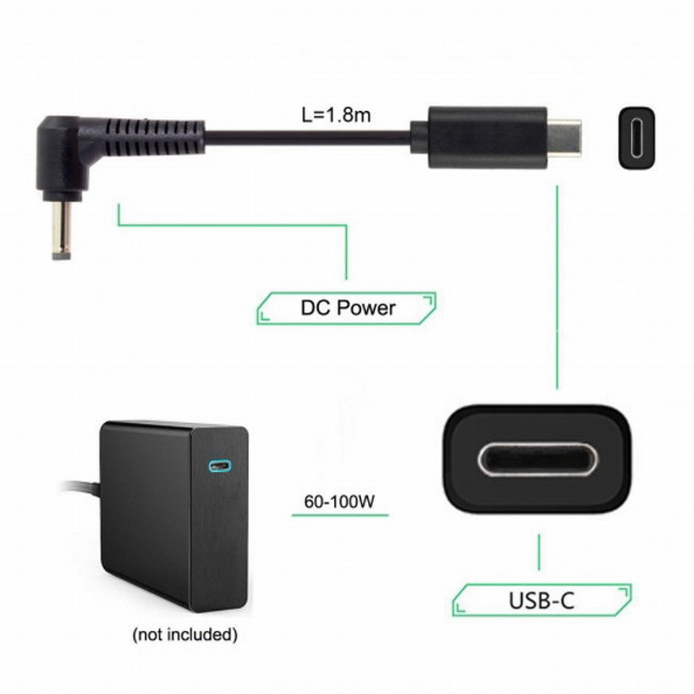 Type C USB-C Input to DC 4.0*1.3mm Power PD Charge Angled Cable for Laptop 18-20V UC-106-4013MM