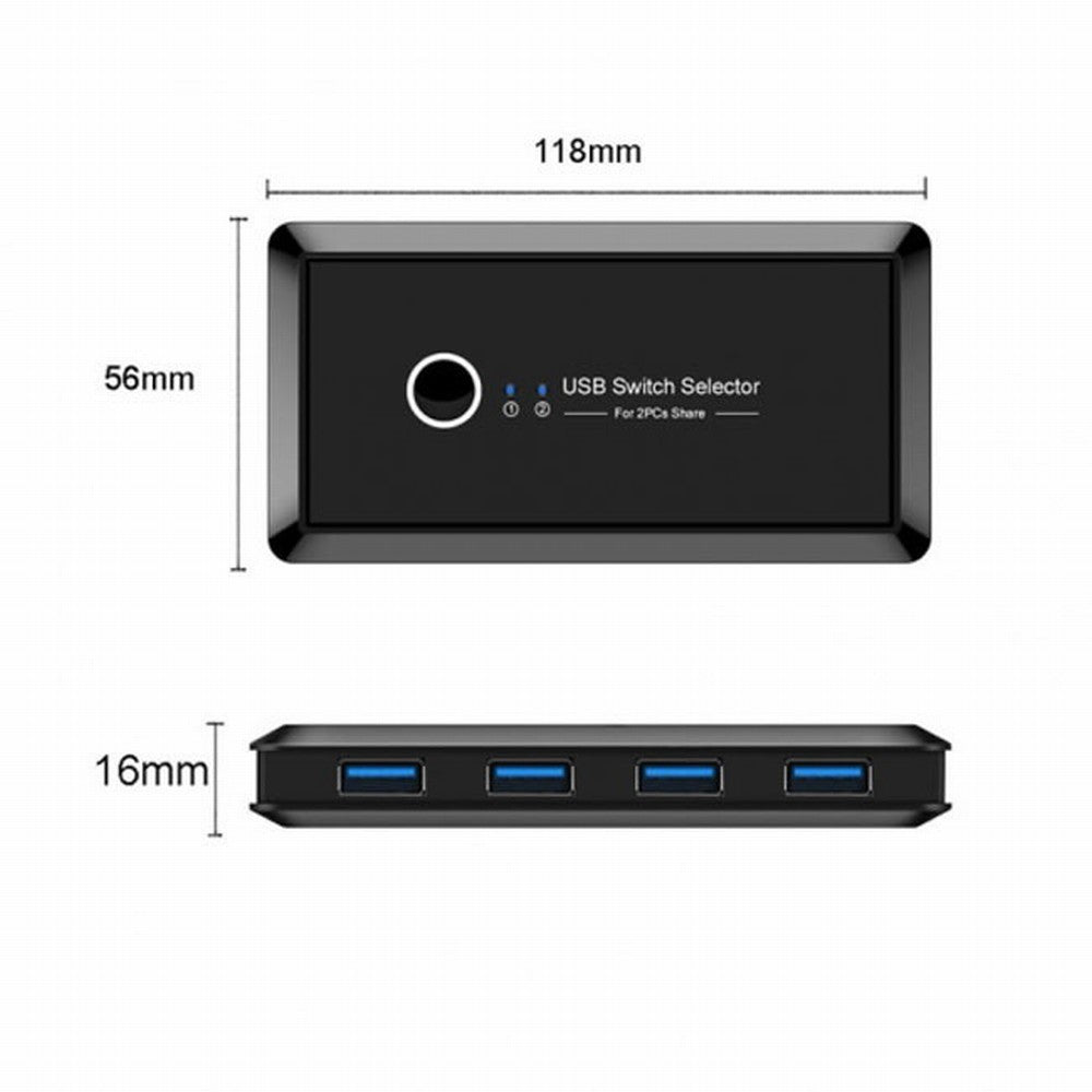 KVM USB 3.0 Switch Selector 2 Port PCs Sharing 4 Devices for Keyboard Mouse Scanner Printer U3-025