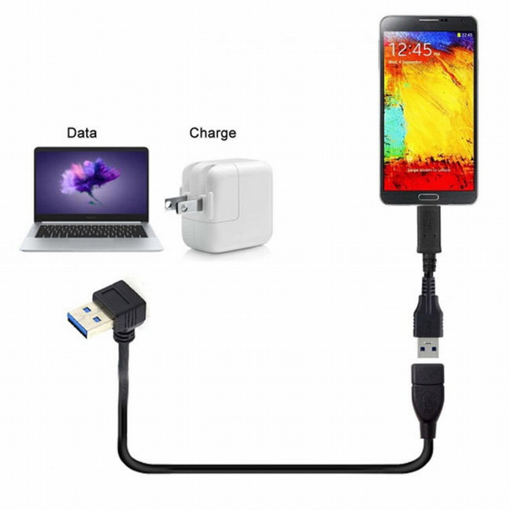 Down Angled USB 3.0 Type-A Male to USB 3.0 Type-A Female Extension Cable 20cm 5Gbps 90 Degree U3-036-DN
