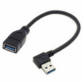 Left Angled USB 3.0 Type-A Male to USB 3.0 Type-A Female Extension Cable 20cm 5Gbps 90 Degree U3-036-LE