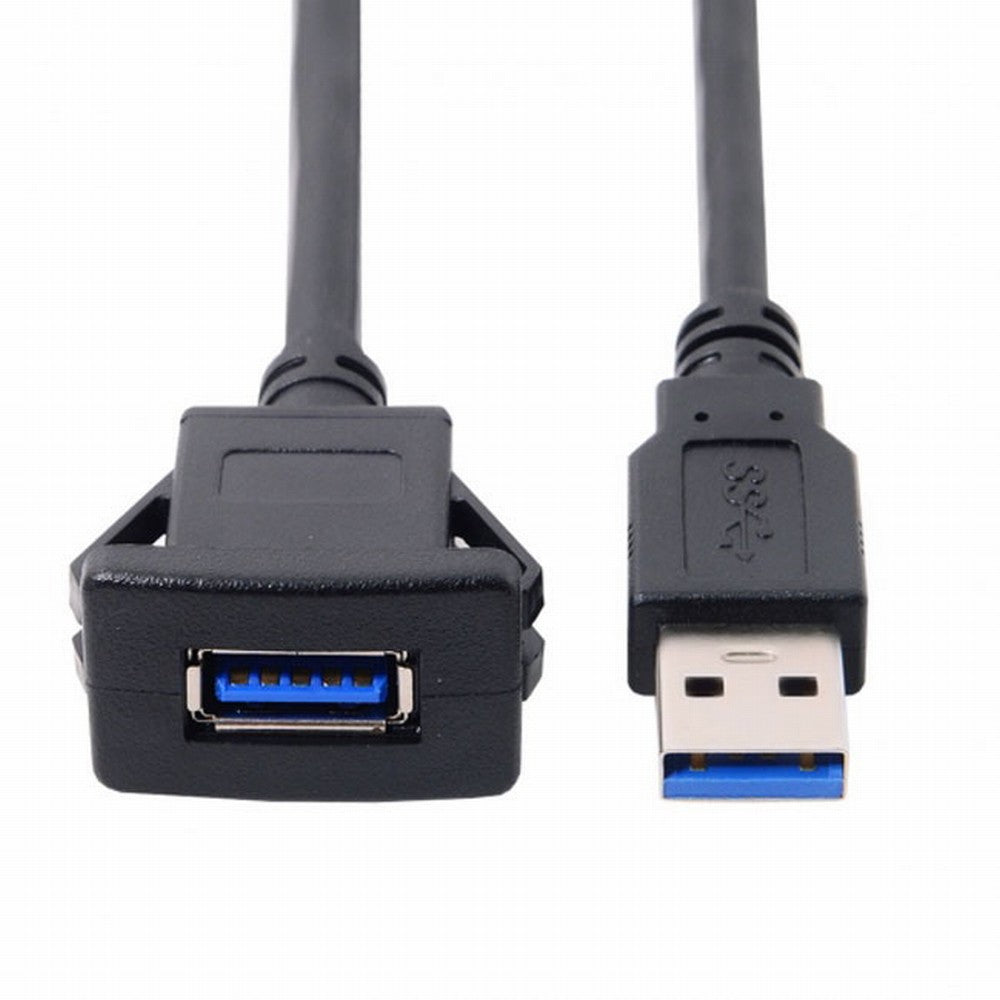 1m Waterproof Single USB 3.0 Extension Latch Mount Car AUX Cable for Dashboard Panel U3-030-1P