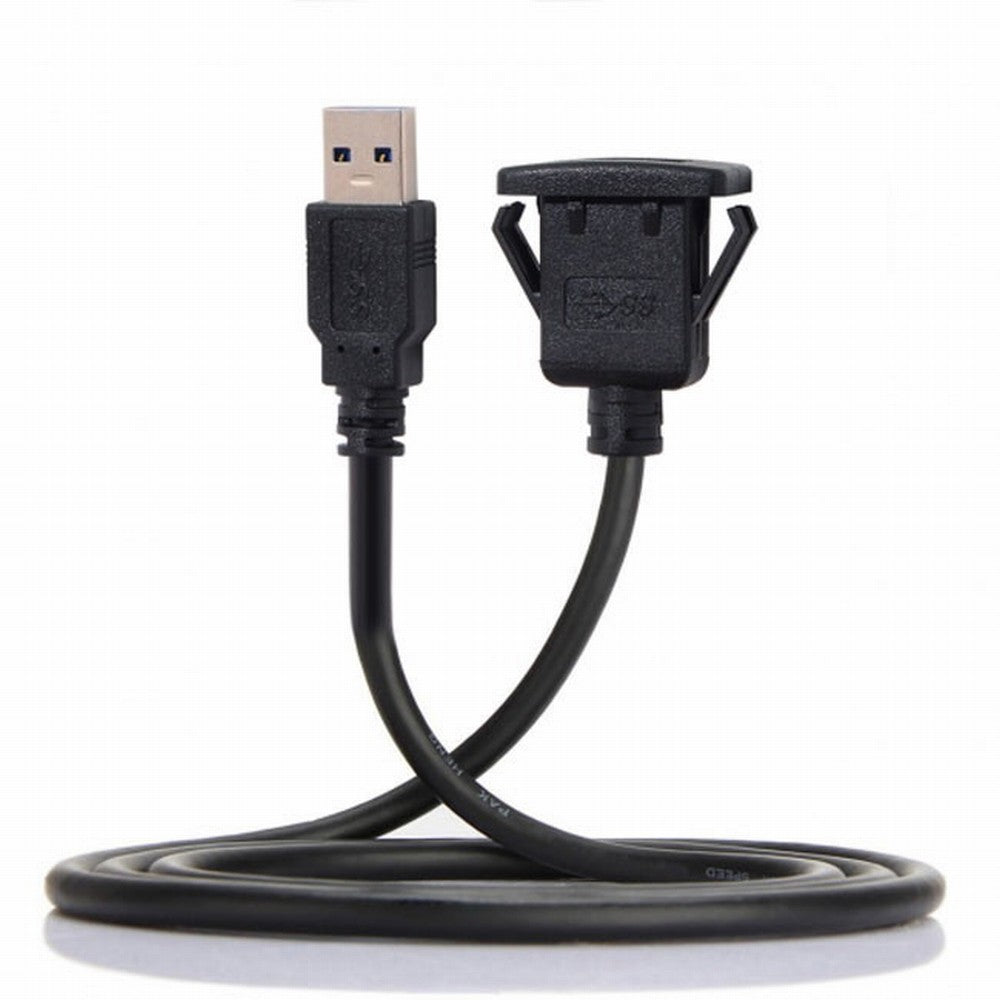 1m Waterproof Single USB 3.0 Extension Latch Mount Car AUX Cable for Dashboard Panel U3-030-1P