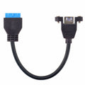 USB 3.0 Single Port A Female Screw Mount Type to Motherboard 20pin Header Cable 25cm U3-005-BK