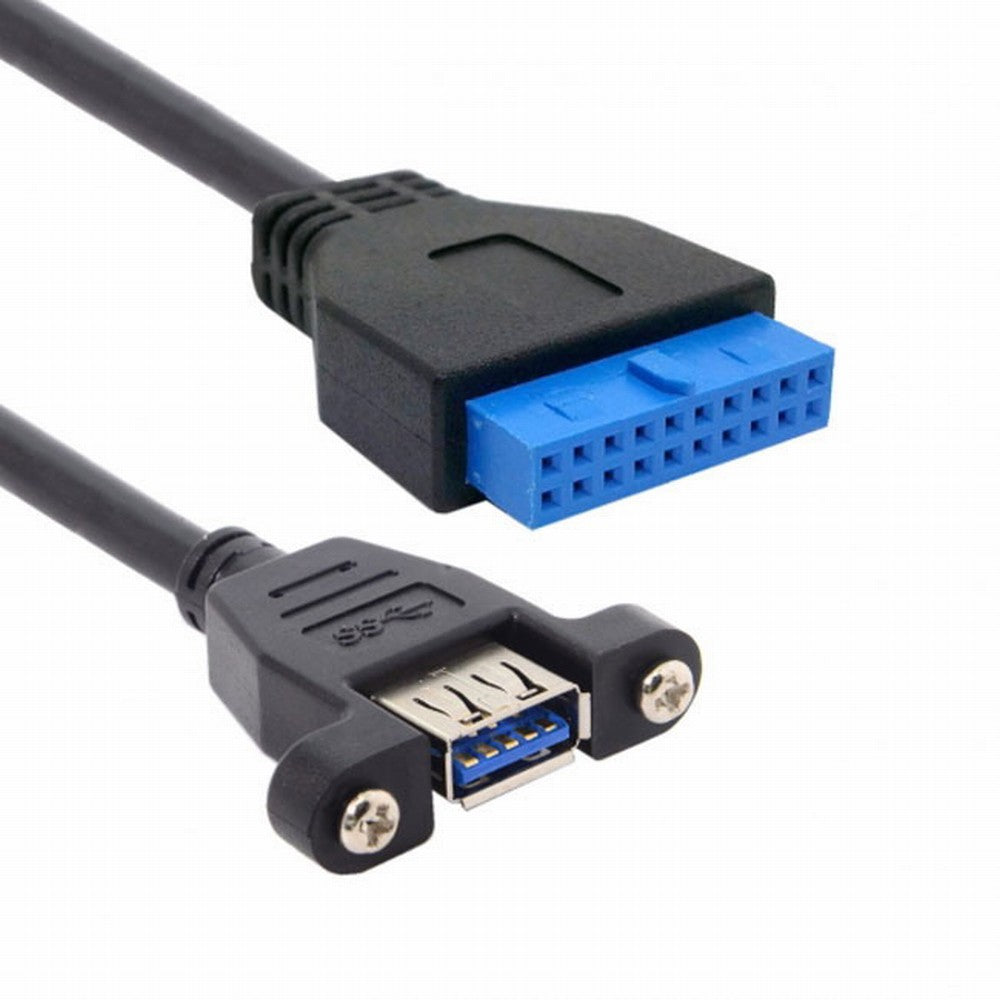 USB 3.0 Single Port A Female Screw Mount Type to Motherboard 20pin Header Cable 25cm U3-005-BK