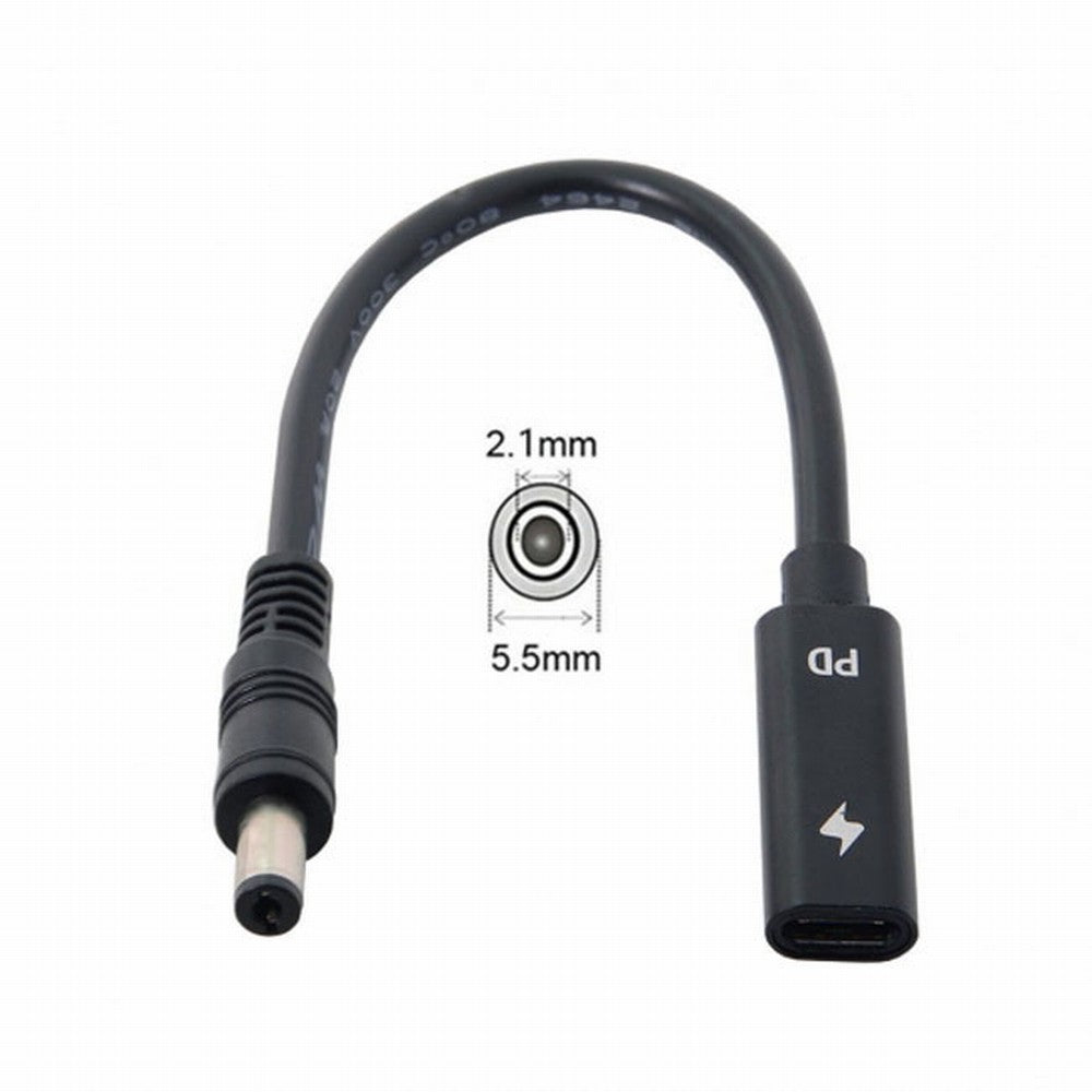 Type C USB-C Female Input to DC 5.5*2.1mm Power PD Charge Cable fit for Laptop 18-20V UC-109-5521MM