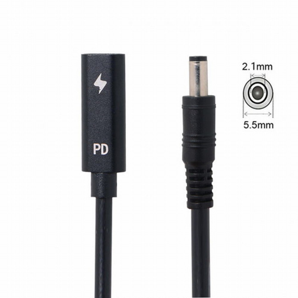 Type C USB-C Female Input to DC 5.5*2.1mm Power PD Charge Cable fit for Laptop 18-20V UC-109-5521MM