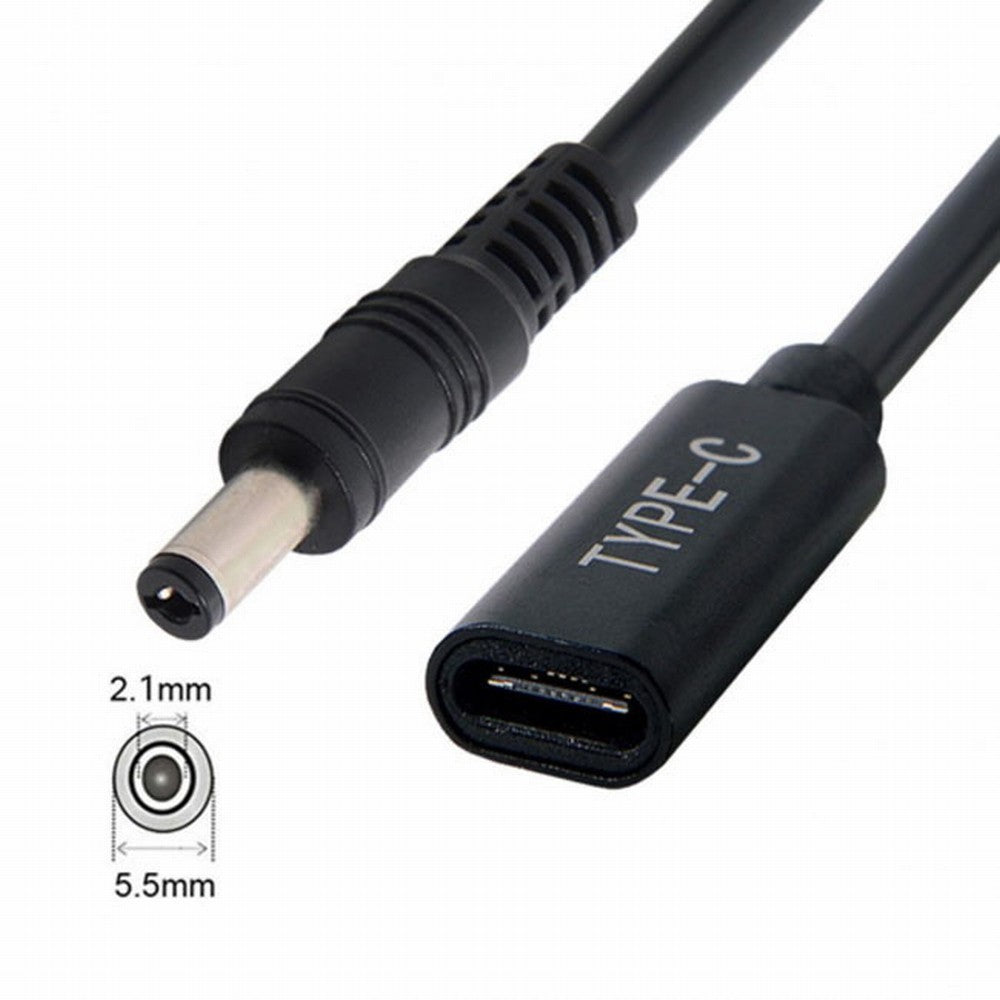 Type C USB-C Female Input to DC 5.5*2.1mm Power PD Charge Cable fit for Laptop 18-20V UC-109-5521MM