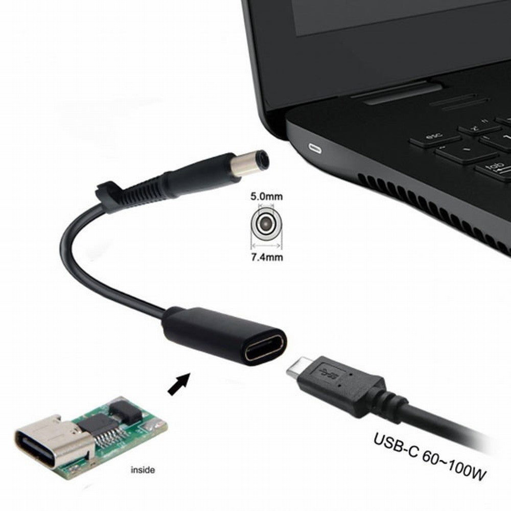 Type C USB-C Female Input to DC 7.4*5.0mm Power PD Charge Cable fit for Laptop 18-20V UC-109-7450HP