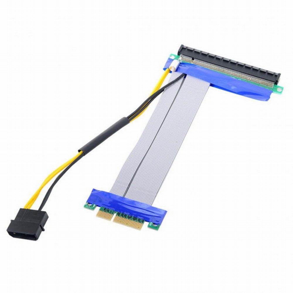 PCI-E Express 4x to 16x Flex Cable Extender Converter Riser Card Adapter with 4pin Power 15cm EP-005