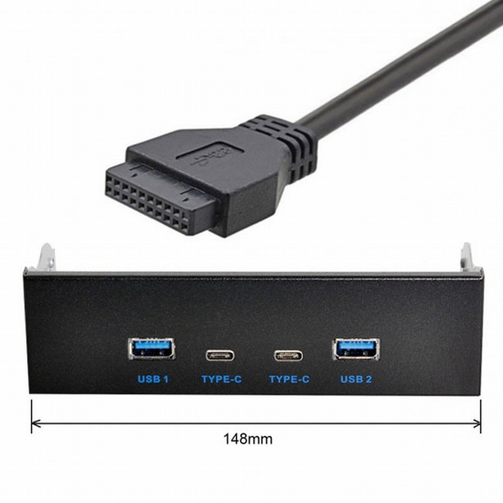 USB-C USB 3.0 HUB 4 Ports Front Panel to Motherboard 20Pin Connector Cable for 5.25" CD-ROM Bay U3-081