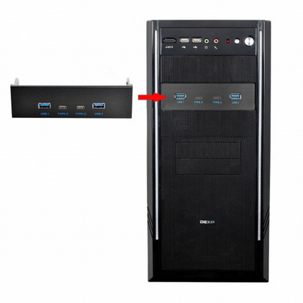 USB-C USB 3.0 HUB 4 Ports Front Panel to Motherboard 20Pin Connector Cable for 5.25" CD-ROM Bay U3-081