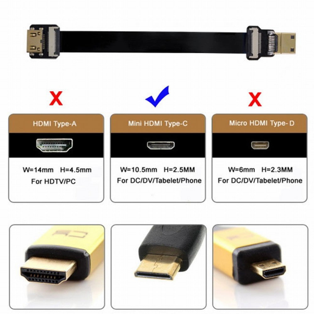 CYFPV Mini HDMI Male to Mini HDMI Female Extension FPC Flat Cable 1080P for FPV HDTV Multicopter Aerial Photography CC-HD-191-BK
