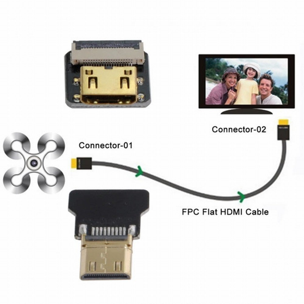 CYFPV Mini HDMI Male to Mini HDMI Female Extension FPC Flat Cable 1080P for FPV HDTV Multicopter Aerial Photography CC-HD-191-BK