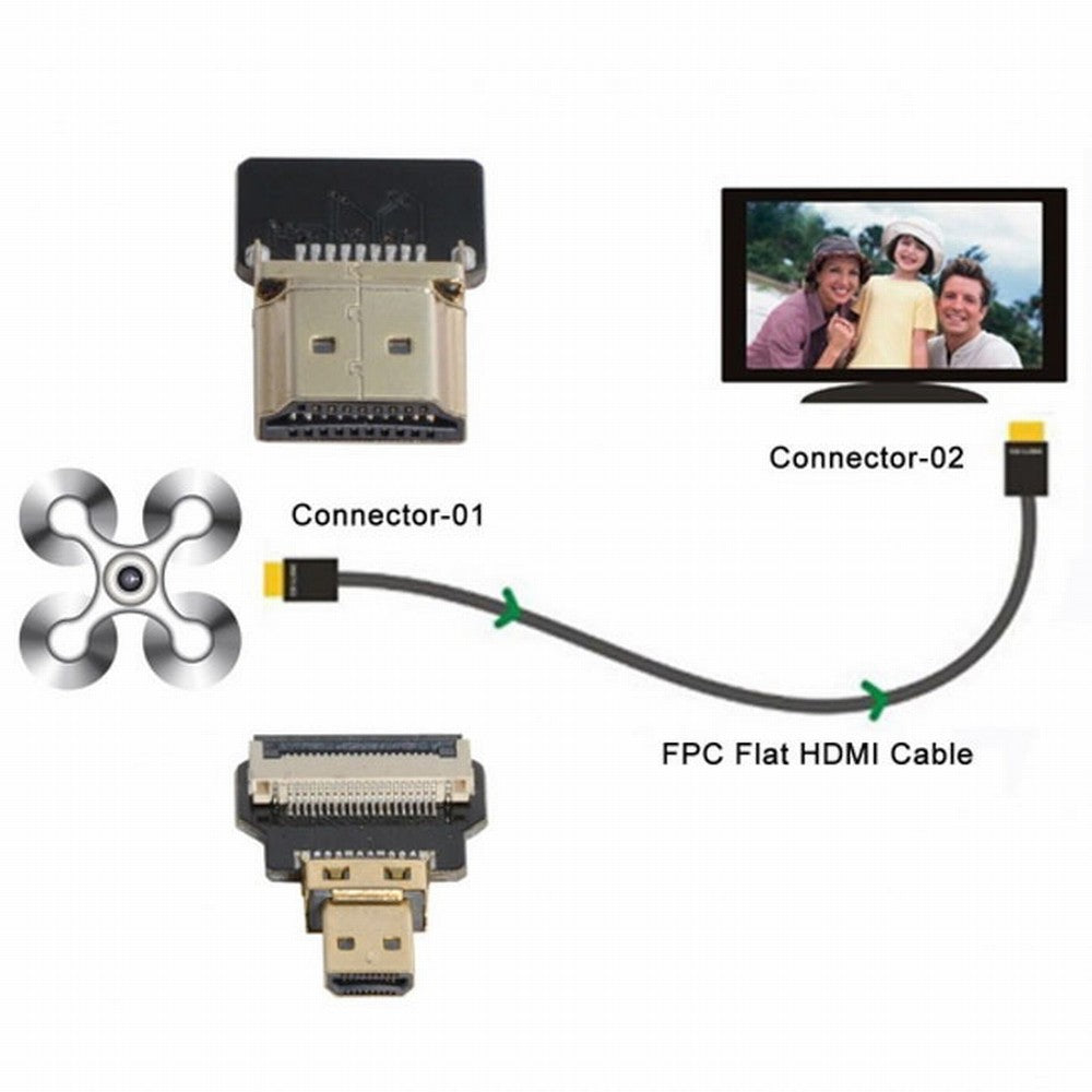 CYFPV HDMI Male to Micro HDMI Male Extension FPC Flat Cable 1080P for FPV HDTV Multicopter Aerial Photography CC-HD-194-BK