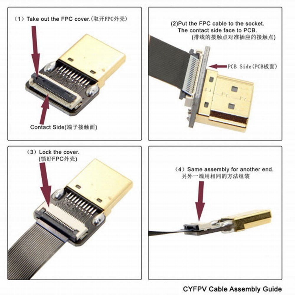 CYFPV Mini HDMI Male to Micro HDMI Male Extension FPC Flat Cable 1080P for FPV HDTV Multicopter Aerial Photography CC-HD-199-BK