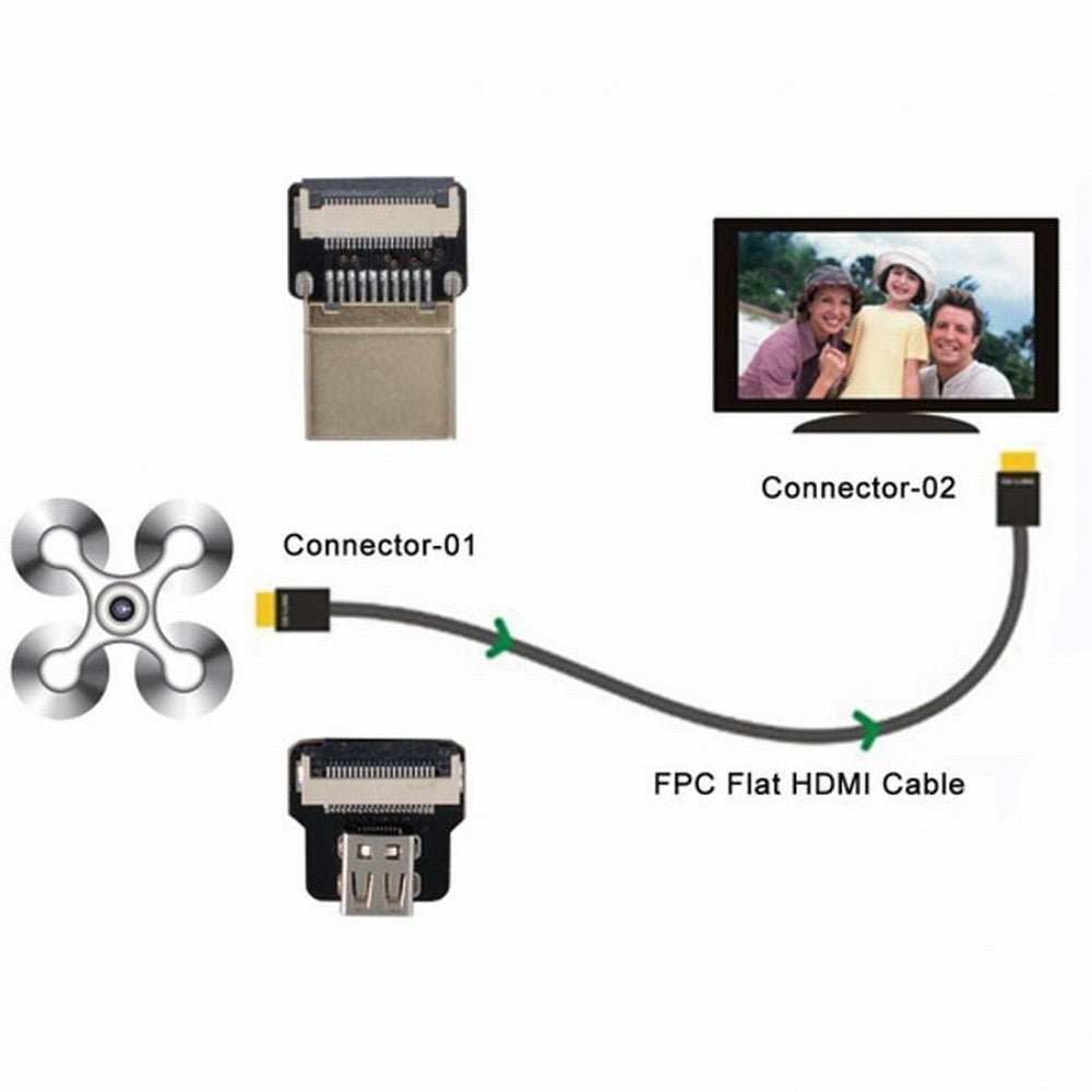 CYFPV HDMI Male to Micro HDMI Female Extension FPC Flat Cable 1080P for FPV HDTV Multicopter Aerial Photography CC-HD-188-BK
