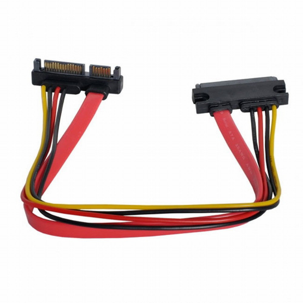 Down Angled SATA III 3.0 7+15 22 Pin SATA Male to Female Data Power Extension Cable 30cm SA-065-DN