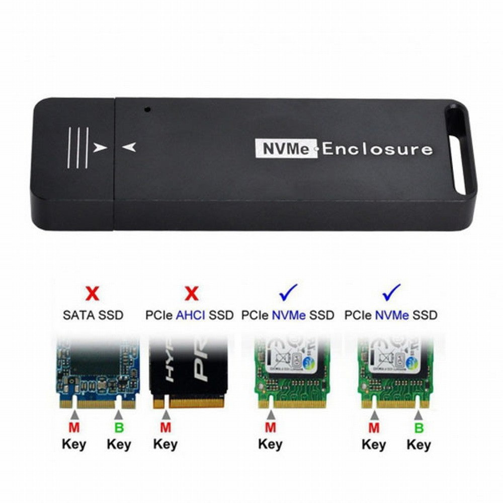 USB 3.1 Gen2 10Gbps to NVME PCI-E M-Key Solid State Drive External Enclosure 2230/2242mm U3-047