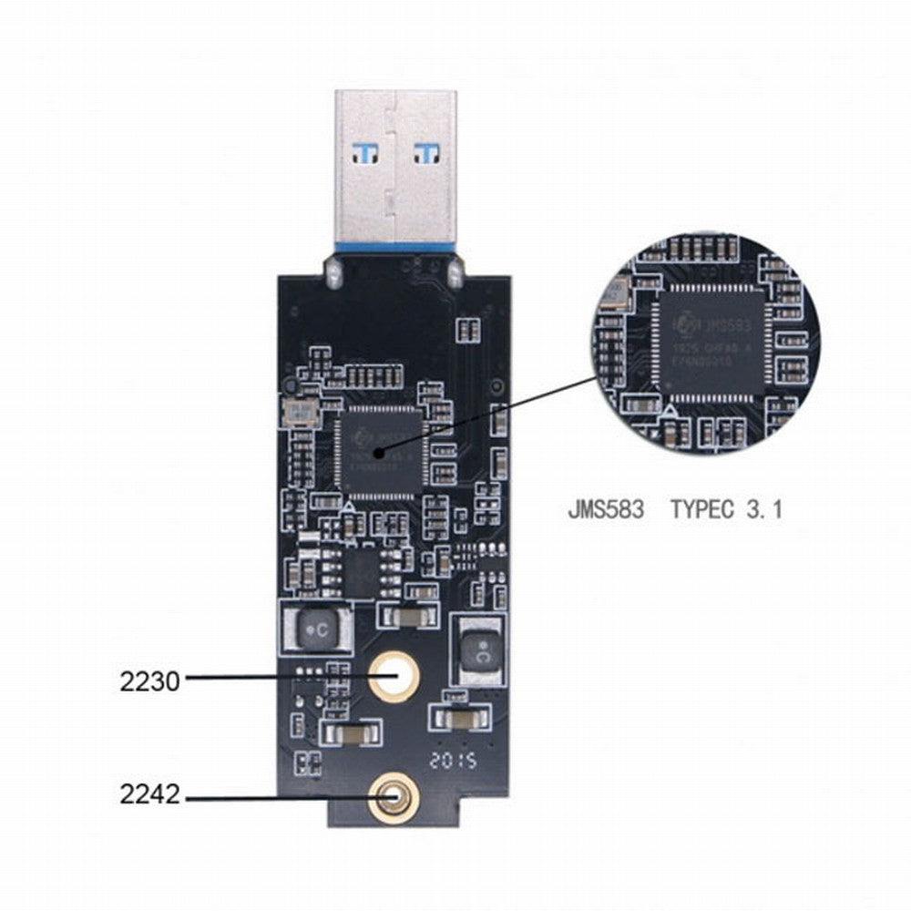 USB 3.1 Gen2 10Gbps to NVME PCI-E M-Key Solid State Drive External Enclosure 2230/2242mm U3-047